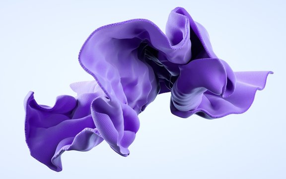 3d rendering illustration of soft cloth purple material on flat background. Horizontal format wallpaper
