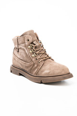 brown leather boots isolated on white background