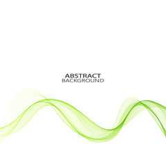  The movement of green wave lines on an abstract white background. Design element