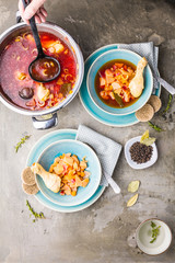 Homemade delicious warming chicken soup