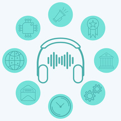 Headphone vector icon sign symbol