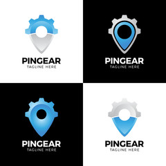 Pin Gear Logo Vector Navigator Simple Icon Symbol