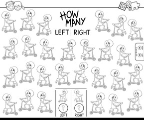 counting left and right pictures of girl on scooter