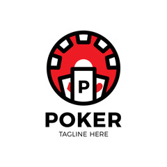 Vector Poker Logo Design Template with gambling elements. Casino illustration