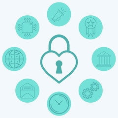 Heart padlock vector icon sign symbol