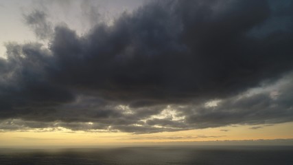 sunset stroking the clouds the sky the earth and the sea