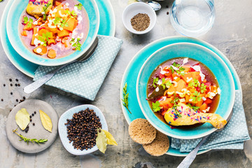 Homemade delicious warming chicken soup