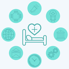 Hospital bed vector icon sign symbol