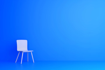 Blue chair in blue color living room. Minimal style concept. pastel color style.