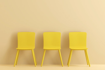 yellow chair in living room for interior or graphic backgrounds. Minimal style concept. pastel color style.