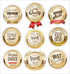 Obraz premium Golden sale labels retro vintage design collection