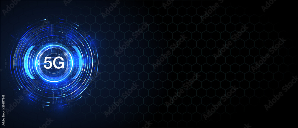Poster 5g new wireless internet wifi connection. big data binary code flow numbers. global network high spe