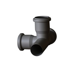 Plastic sewer pipe grey on white background, isolated. 3D rendering of excellent quality in high resolution. It can be enlarged and used as a background or texture.