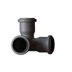 Plastic sewer pipe grey on white background, isolated. 3D rendering of excellent quality in high resolution. It can be enlarged and used as a background or texture.