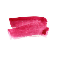 Ruby red rectangular watercolor stain. Scarlet right-angled shape. Hand drawn isolated element on white background