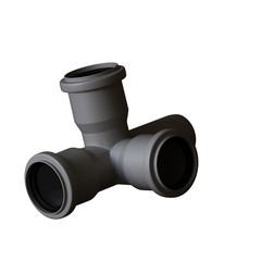 Plastic sewer pipe grey on white background, isolated. 3D rendering of excellent quality in high resolution. It can be enlarged and used as a background or texture.