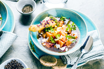 Homemade delicious warming chicken soup