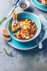 Homemade delicious warming chicken soup