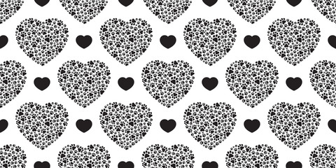 Fototapeta na wymiar dog paw seamless pattern heart valentine footprint vector french bulldog cartoon scarf isolated repeat wallpaper tile background doodle illustration design