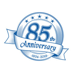 85th anniversary design template. 85 years celebration logo. Vector and illustration.