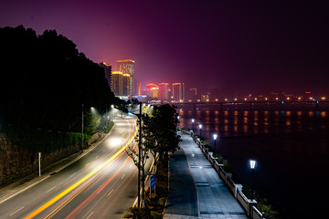 Fototapeta premium Zhuzhou Traffic at Night