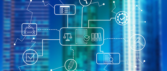 Compliance theme with downtown San Francisco skyline buildings