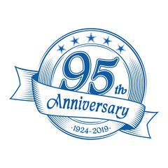 95th anniversary design template. 95 years celebration logo. Vector and illustration.