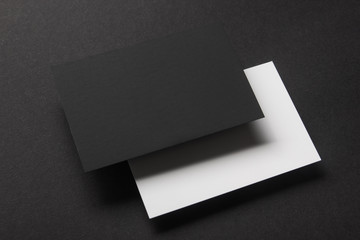 Business cards blank. Mockup on color background. Flat Lay. copy space for text.