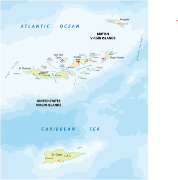 United States And British Virgin Islands Vector Map