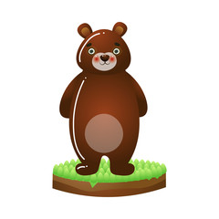 Brown bear standing on grass vector illustration