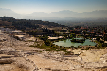 The ancient city of Hierapolis and travertines in Pamukkale