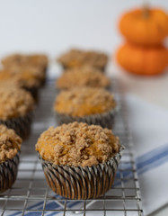 muffins on wooden table