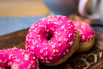 pink donuts on a plate