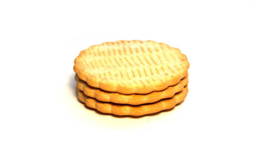 Three cookies on a white background