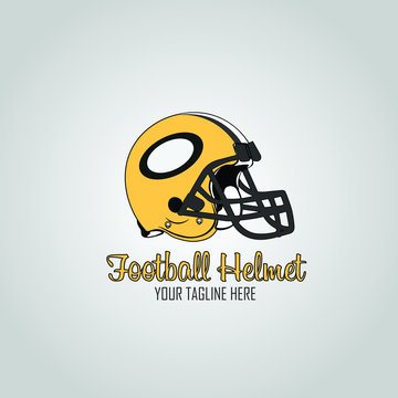 American Football Helmet Vector Illustration With Yellow Color Concept. American Soccer Helmet.