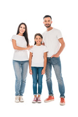 Fototapeta premium happy family standing together isolated on white