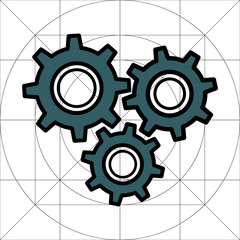 Gear Simple Vector Icon, Cog Wheel Pictogram, Settings Symbol, Engine Gear Wheels