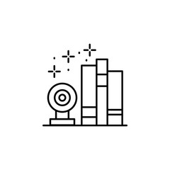 Web camera, books icon. Simple line, outline vector of online educationa icons for ui and ux, website or mobile application