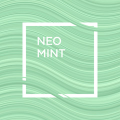 Neo Mint Gradient Waves Vector Background and Frame with Copy Space. Minimal Cover Design Concept. 2020 Color Trend Forecast. Wavy Stripes Pattern. Pastel Green Abstract Texture.