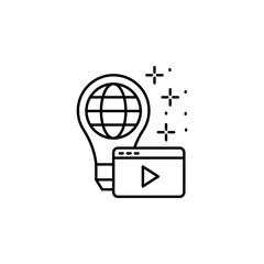 Light bulb, website, globe, video icon. Simple line, outline vector of online educationa icons for ui and ux, website or mobile application