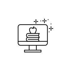 Monitor, apple, books icon. Simple line, outline vector of online educationa icons for ui and ux, website or mobile application