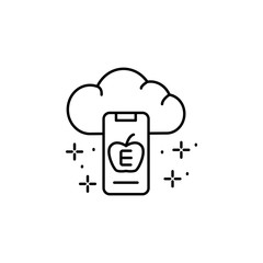 Cloud, apple, education icon. Simple line, outline vector of online educationa icons for ui and ux, website or mobile application