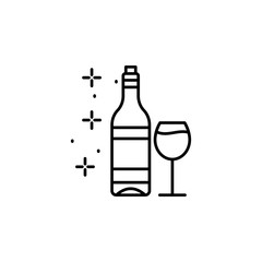 Wine, glass icon. Simple line, outline vector of Thanksgiving day icons for ui and ux, website or mobile application