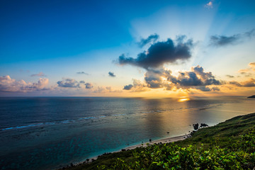 Fototapeta na wymiar 早朝の宮古島　The sky at daybreak in Miyakojima Island, Okinawa.