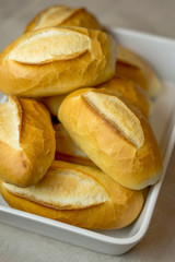 Close up of various french breads, typical brazilian bread