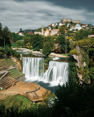 town Jajce with waterfall in the foreground Bosnia and Hercegovina