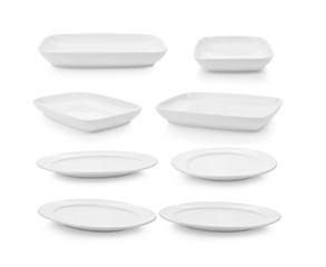 set of plate on white background