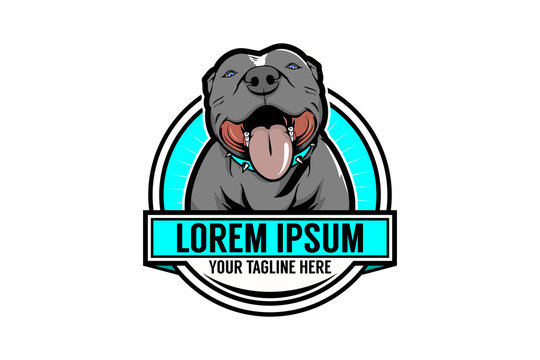 pitbul cartoon character vector badge template