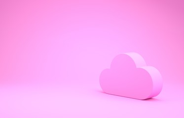 Pink Cloud icon isolated on pink background. Minimalism concept. 3d illustration 3D render