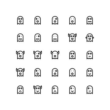 Set of ghost, horror, outline style icon - vector
